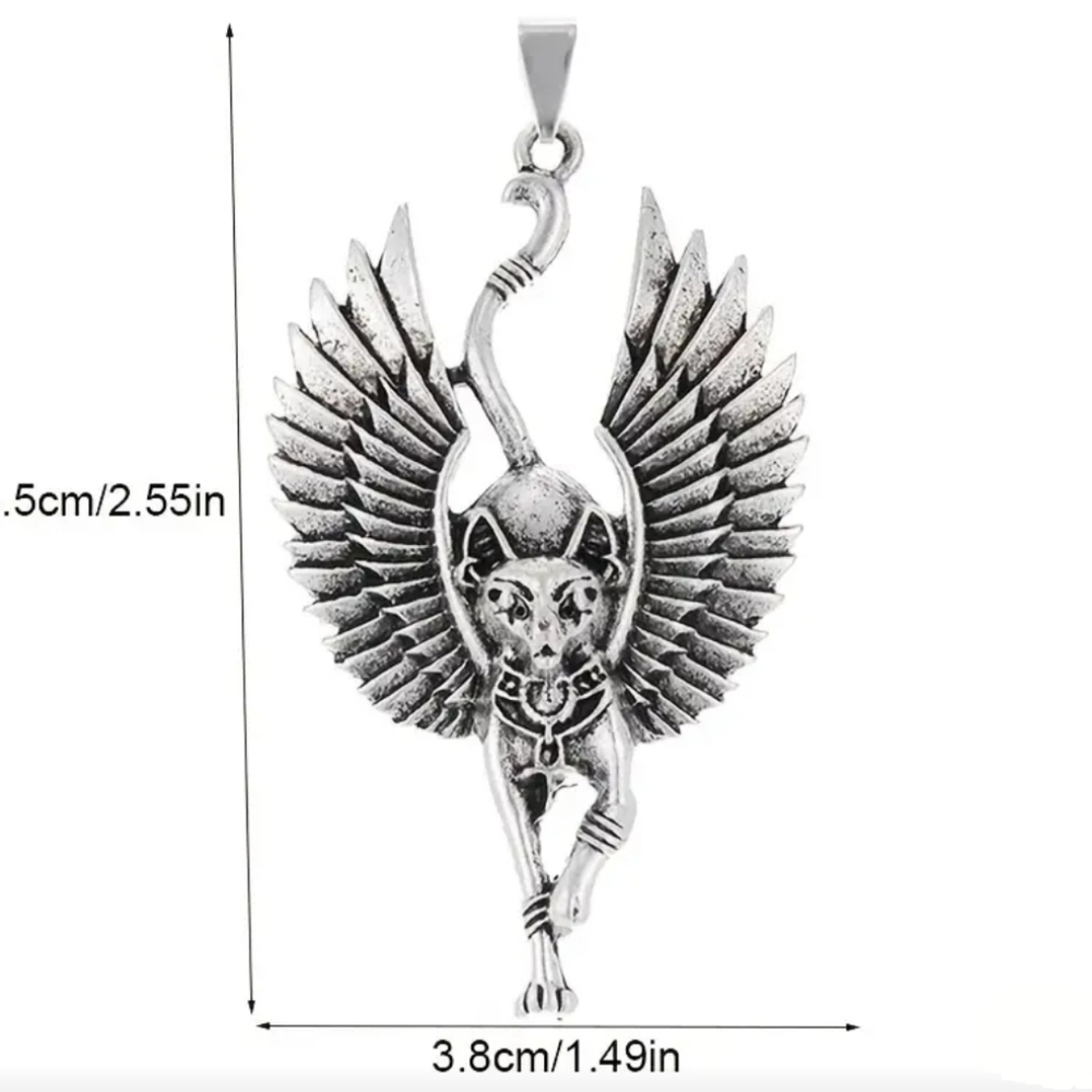 Silver toned egyptian‎ baset necklace pendant